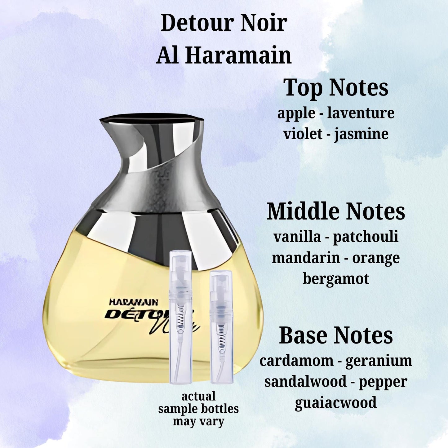Al Haramain Detour Noir Fragrance Sample 2ml ~ 5ml