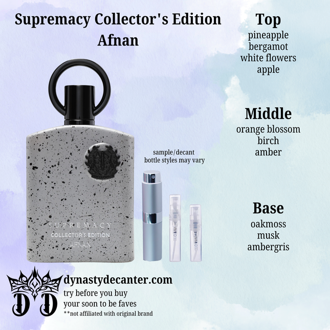 Supremacy Collector's Edition - Afnan  - SAMPLE / DECANT (See pictures for sizes)