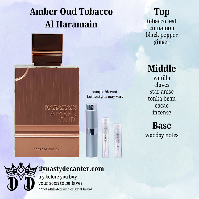 Amber Oud Tobacco - Al Haramain  - SAMPLE / DECANT (See pictures for sizes)