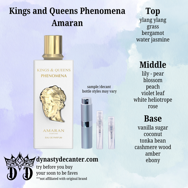 Kings and Queens Phenomena - Amaran - SAMPLE / DECANT (See pictures for sizes)