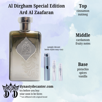 Al Dirgham Special Edition - Ard Al Zafaaran  - SAMPLE / DECANT (See pictures for sizes)
