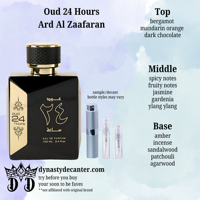 Oud 24 Hours - Ard Al Zafaaran  - SAMPLE / DECANT (See pictures for sizes)