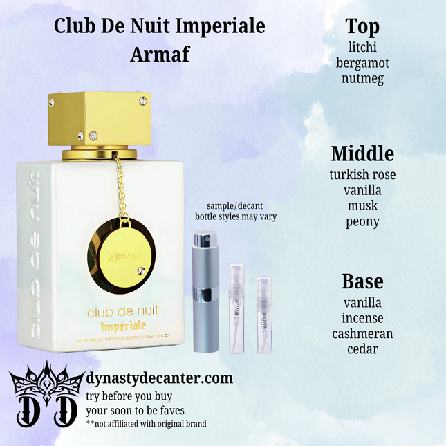 Club De Nuit Imperiale - Armaf  - SAMPLE / DECANT (See pictures for sizes)