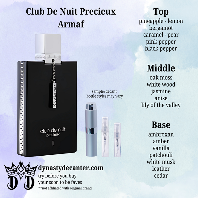 Club de Nuit Precieux - Armaf  - SAMPLE / DECANT (See pictures for sizes)