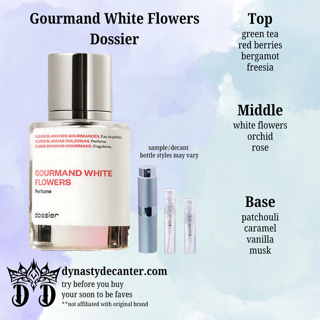 Gourmand White Flowers - Dossier  - SAMPLE / DECANT (See pictures for sizes)