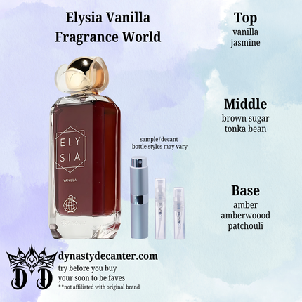 Elysia Vanilla - Fragrance World  - SAMPLE / DECANT (See pictures for sizes)