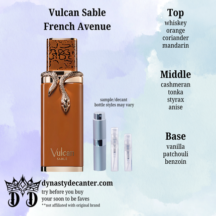 Vulcan Sable - French Avenue  - SAMPLE / DECANT (See pictures for sizes)