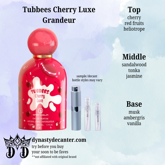 Tubbees Cherry Luxe - Grandeur - SAMPLE / DECANT (See pictures for sizes)