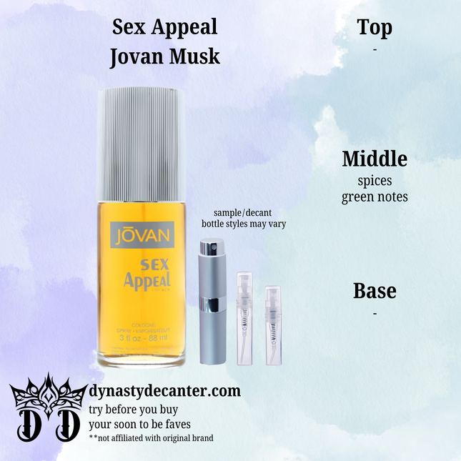 Sex Appeal - Jovan Musk - SAMPLE / DECANT (See pictures for sizes)