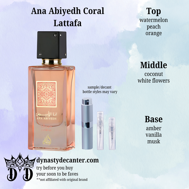 Ana Abiyedh Coral - Lattafa  - SAMPLE / DECANT (See pictures for sizes)