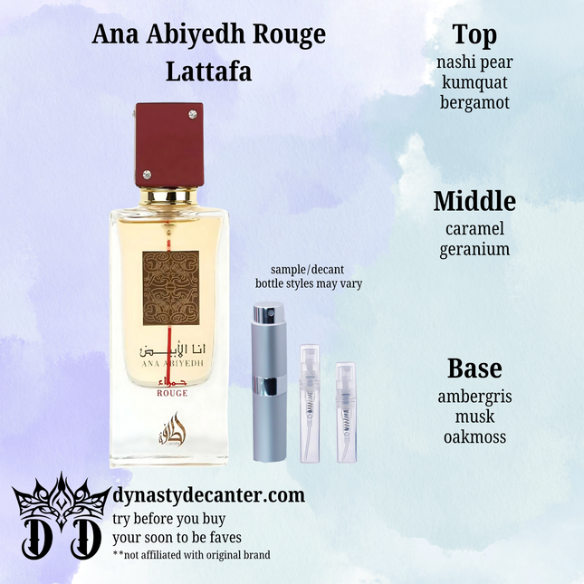 Ana Abiyedh Rouge - Lattafa  - SAMPLE / DECANT (See pictures for sizes)