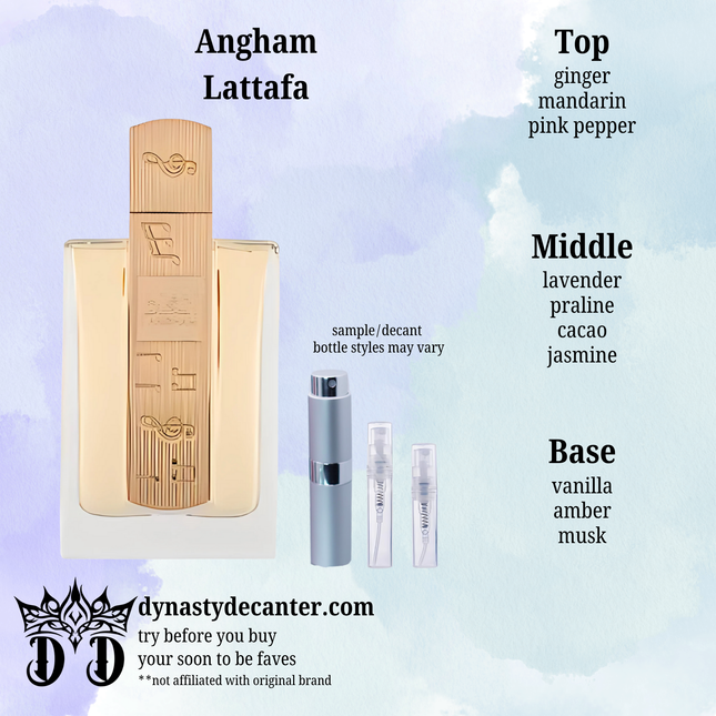 Angham - Lattafa  - SAMPLE / DECANT (See pictures for sizes)