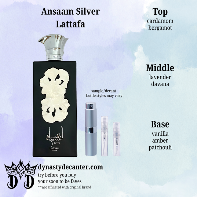 Ansaam Silver - Lattafa  - SAMPLE / DECANT (See pictures for sizes)