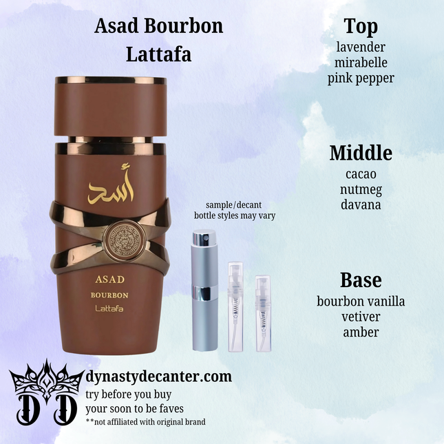 Asad Bourbon - Lattafa  - SAMPLE / DECANT (See pictures for sizes)