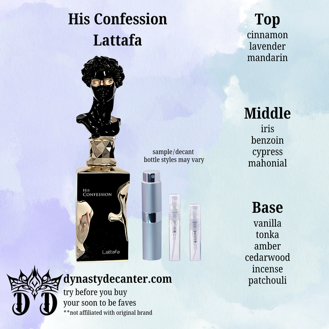 His Confession - Lattafa  - SAMPLE / DECANT (See pictures for sizes)