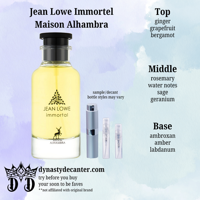 Jean Lowe Immortel - Lattafa  - SAMPLE / DECANT (See pictures for sizes)
