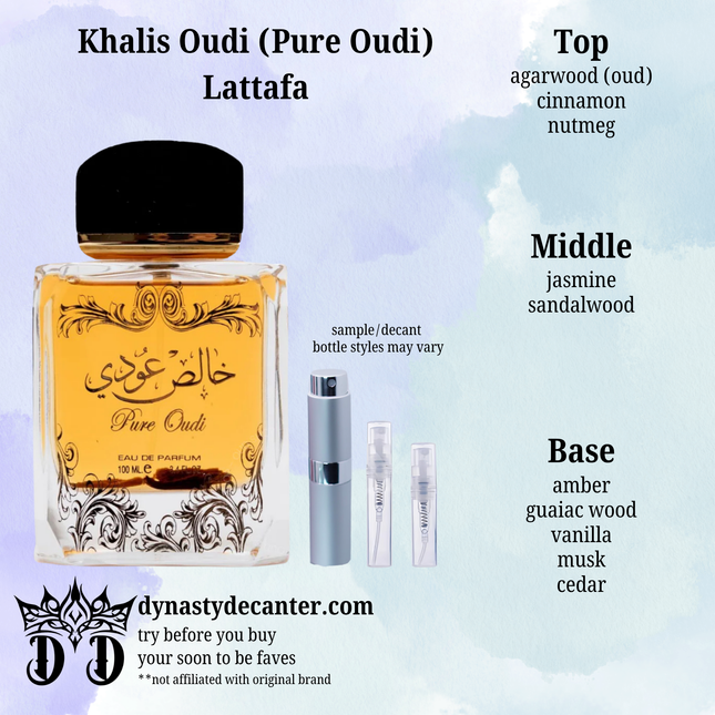 Khalis Oudi (Pure Oudi) - Lattafa  - SAMPLE / DECANT (See pictures for sizes)