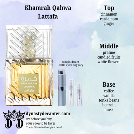 Khamrah Qahwa - Lattafa  - SAMPLE / DECANT (See pictures for sizes)