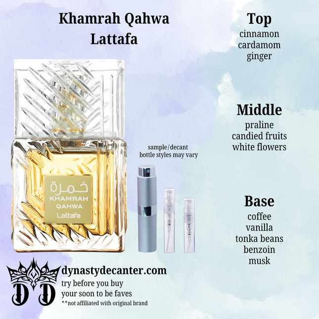 Khamrah Qahwa - Lattafa  - SAMPLE / DECANT (See pictures for sizes)