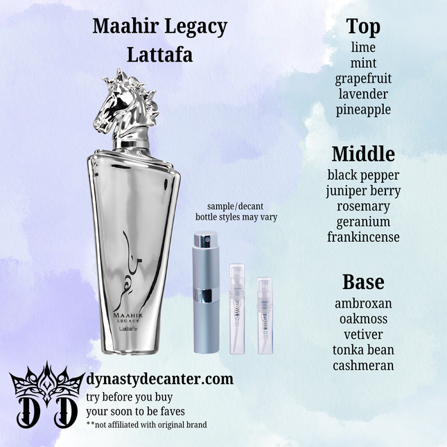 Maahir Legacy - Lattafa  - SAMPLE / DECANT (See pictures for sizes)