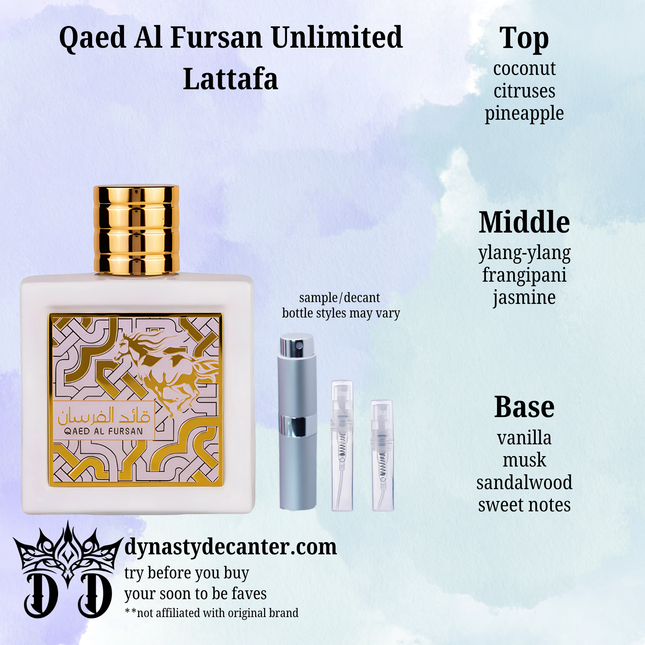 Qaed Al Fursan Unlimited - Lattafa  - SAMPLE / DECANT (See pictures for sizes)