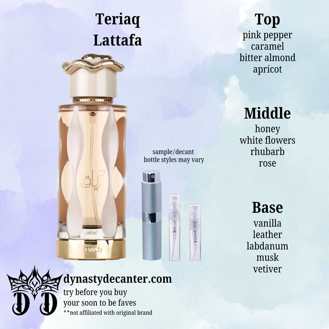 Teriaq - Lattafa  - SAMPLE / DECANT (See pictures for sizes)
