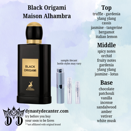 Black Origami - Maison Alhambra  - SAMPLE / DECANT (See pictures for sizes)