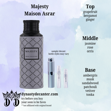 Majesty - Maison Asrar  - SAMPLE / DECANT (See pictures for sizes)