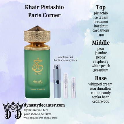Khair Pistachio - Paris Corner - SAMPLE / DECANT (See pictures for sizes)