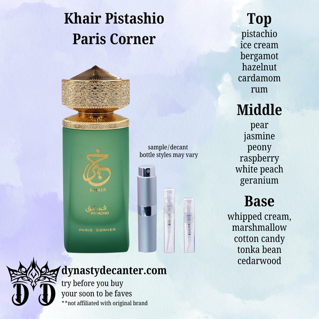 Khair Pistachio - Paris Corner - SAMPLE / DECANT (See pictures for sizes)
