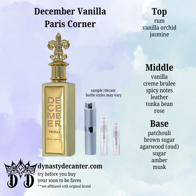 December Vanille - Paris Corner  - SAMPLE / DECANT (See pictures for sizes)
