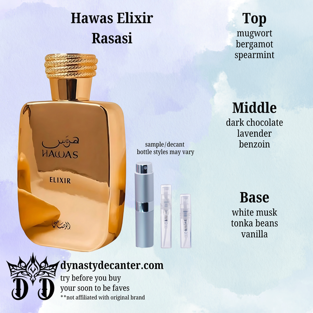 Hawas Elixir - Rasasi  - SAMPLE / DECANT (See pictures for sizes)