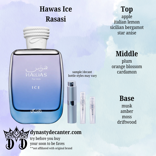Hawas Ice - Rasasi  - SAMPLE / DECANT (See pictures for sizes)