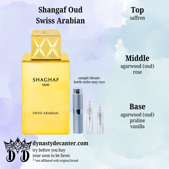 Shangaf Oud - Swiss Arabian - SAMPLE / DECANT (See pictures for sizes)